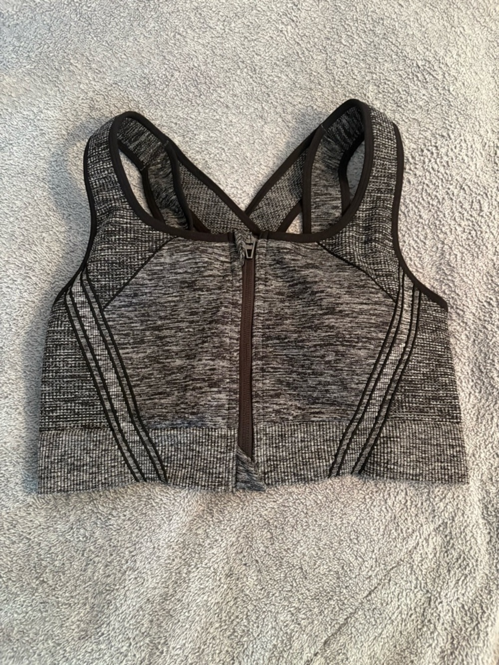 Avia Zip Front Seamless Sports Bra Athletic Gray Size Large